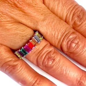 QVC Sterling Silver rainbow Diamonique Size 5 Ring